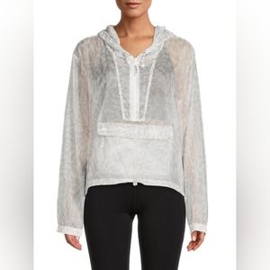 NWT GOOD AMERICAN Icy Sheer Leopard PACKABLE WINDBREAKER Size Small